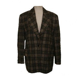 ESCADA Vintage Brown Plaid Blazer Jacket sz 44/14